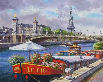 150の主題の芸術作品 Painting - アレクサンドリア橋のヨーロッパの町.JPG
